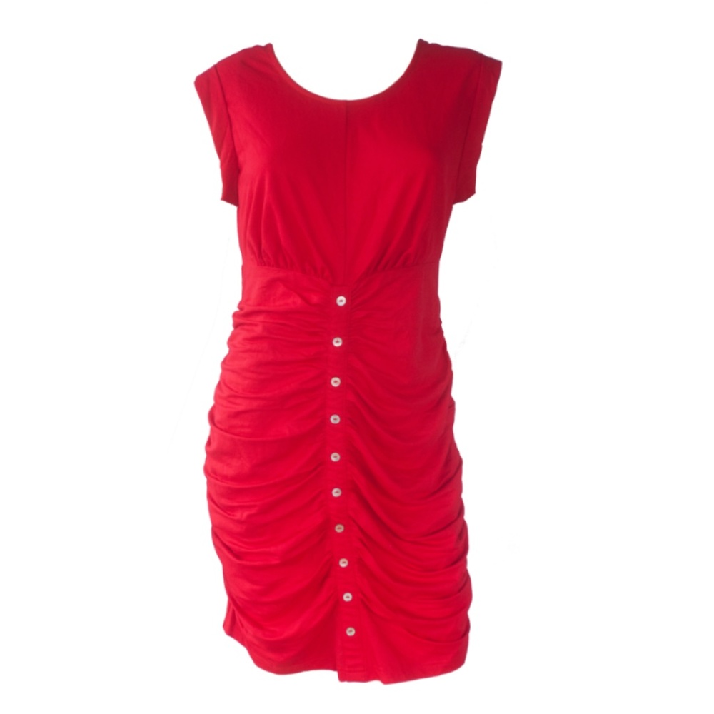 NWT Code X Mode Red Rusched Button Detail Dress